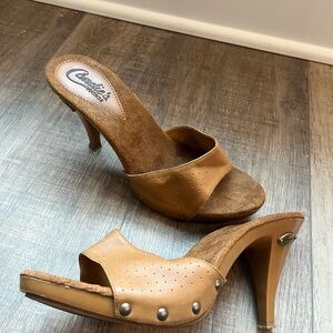 Candie's Vintage Brown Studded Mule Heels